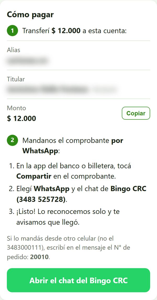 Ejemplo: la pantalla de pago